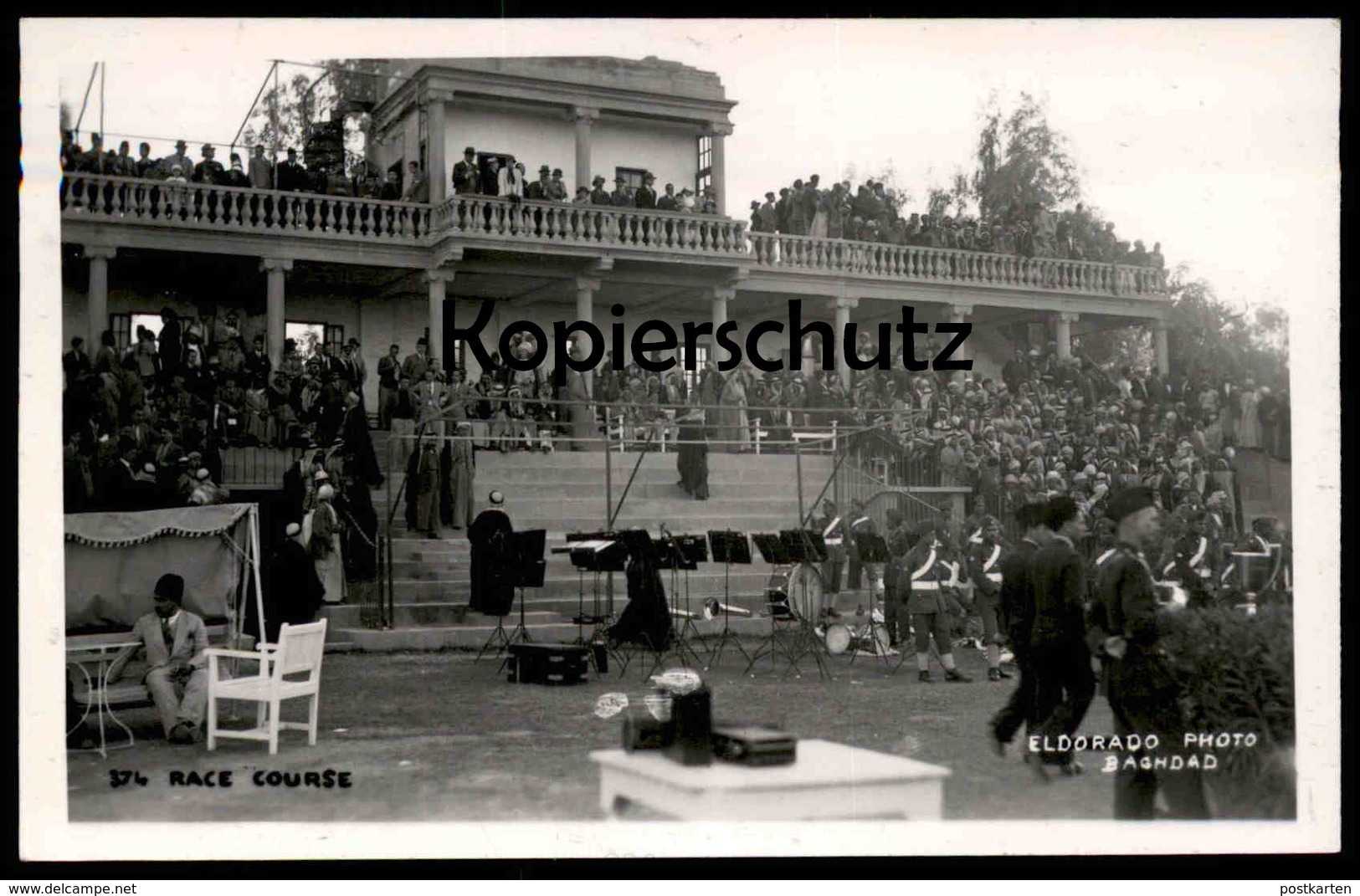 ALTES PHOTO BAGHDAD RACE COURSE Hippodrome Military Musical Instrument Horse Race Bagdad Irak Iraq Cpa Postcard AK - Iraq