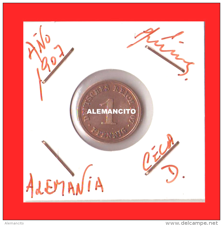 ALEMANIA  -  IMPERIO  DUTSCHES REICH AÑO 1907 - 1 Pfennig