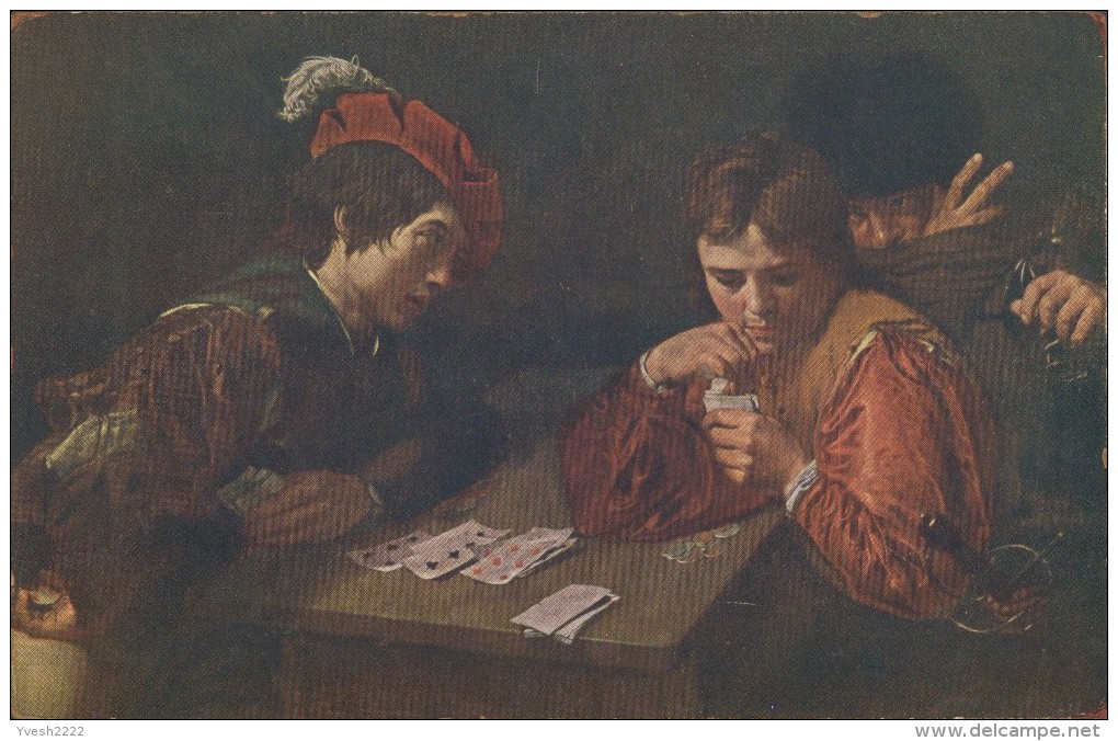 Allemagne. Carte Postale. Peinture De La Dresdner Galerie. Joueurs De Cartes, Der Falschpieler, Par Michaelangelo - Cartes à Jouer