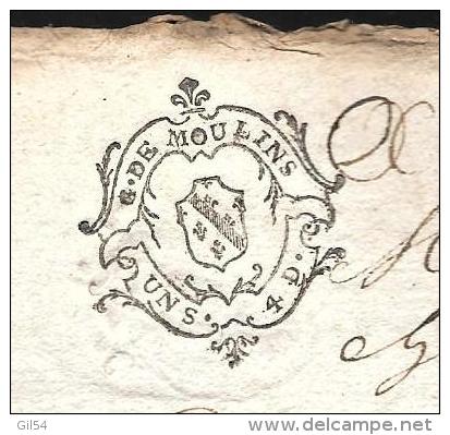 Cachet Generalité De Moulins Un Sol 4 Deniers , Commune De Gueret , Doc   4 Pages  , 1743 ( Creuse )  Am105 - Cachets Généralité