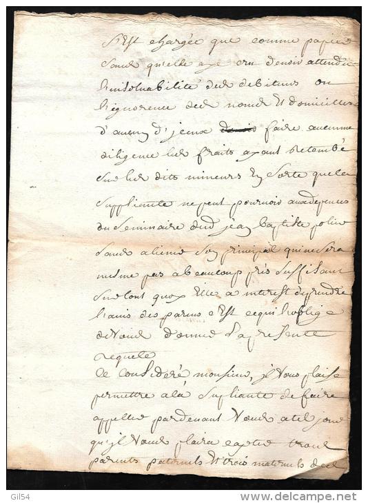 Cachet Generalité De Moulins Un Sol 4 Deniers , Commune De Gueret , Doc   4 Pages  , 1743 ( Creuse )  Am105 - Cachets Généralité