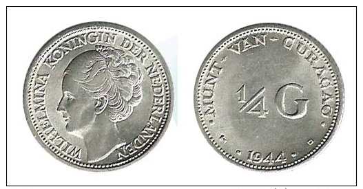 N1745 - Curaçao: Wilhelmina: 1/4 Gulden 1944 - Curacao