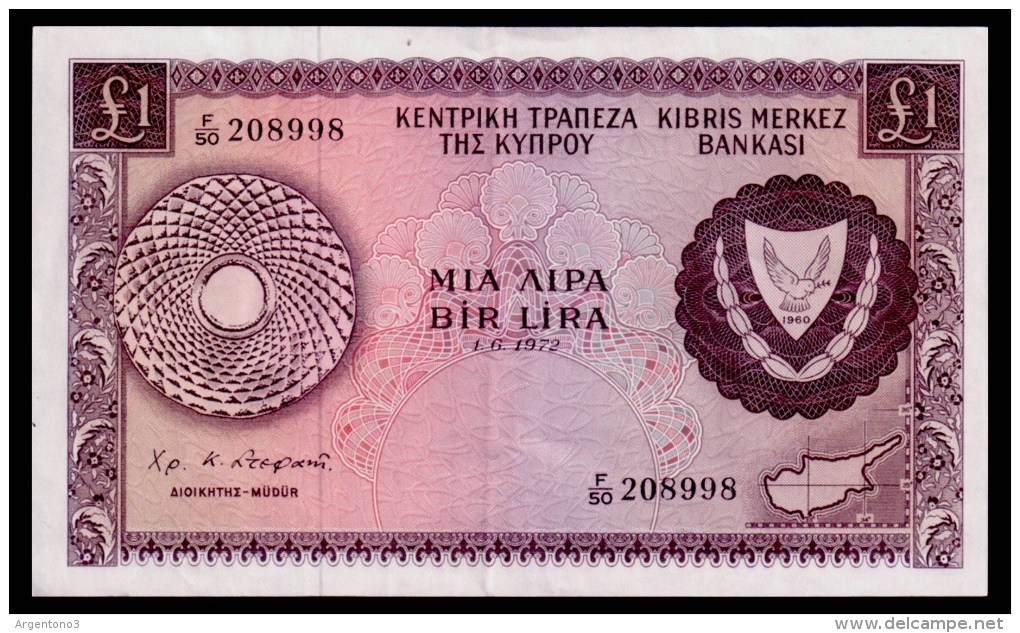 Cyprus 1 Pound 1972 XF-aUNC - Chypre
