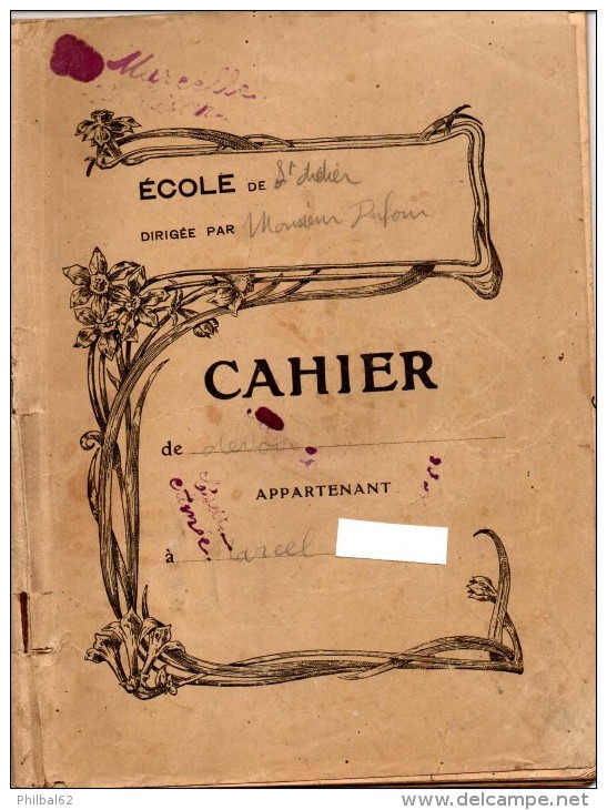 Cahier De Devoirs D´écolier 1918: Devoirs De Français, Grammaire, Dictées, De Calcul (problèmes). - Diplômes & Bulletins Scolaires