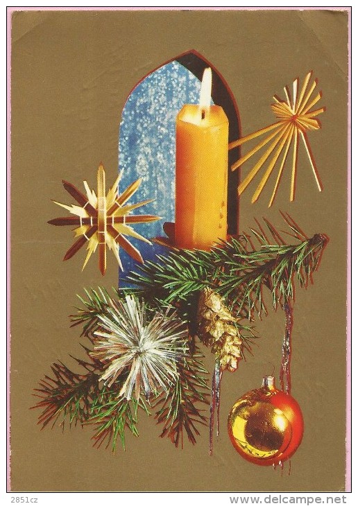 Happy New Year - Orange Candle And Decorations, 1978., Yugoslavia (4743/7) - Nouvel An