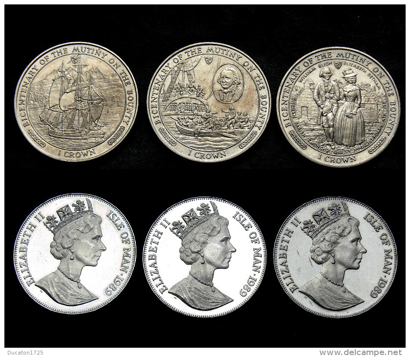 3x1 Crown 1989 Isle Of Man. 200°of The Mutiny On The Bounty. Elizabeth II°. Co-Ni - Autres – Europe