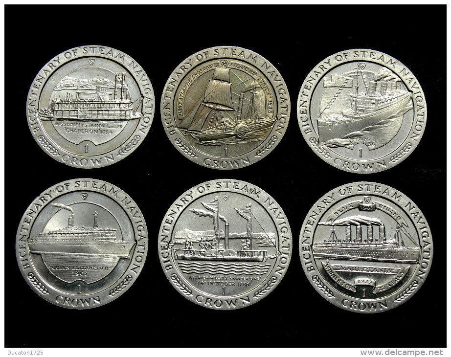 6 X 1 Crown 1988 Isle Of Man. 200°of Steam Navigation. Elizabeth II°. Co-Ni - Sonstige – Europa