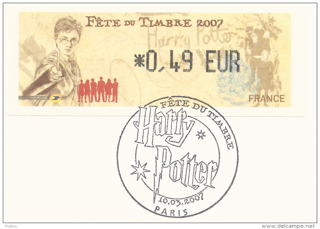 France, ATM Label,  Harry Potter On Postcard, 0.49€, 2007, MNH VF - 1999-2009 Illustrated Franking Labels