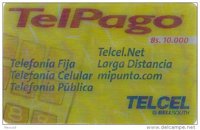 Venezuela - Venezuela - Telcel - Servicios Telpago Green (3D Card) -  10000Bs GSM Refill, Used