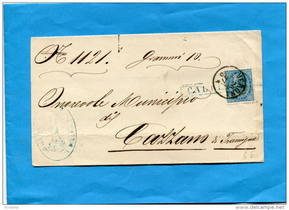 MARCOPHILIE-lettre-cad VERONA  1877-Stamp N° 16 10 C-- - Marcofilie