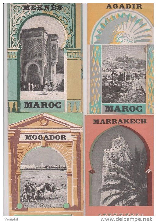 MAROC - 7 DEPLIANTS TOURISTIQUES -CASABLANCA -SAFI -TAZA-MOGADOR-MEKNES- AGADIR-MARRAKECH-ANNEE 1952 - Dépliants Touristiques