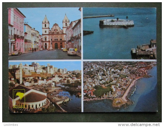 Salvador, Bahia. Igreja De Sao Francisco. Vista Panoramica Da Cidade Baixa Com Mercado Modelo. Forte De Sao Marcelo. - Salvador De Bahia