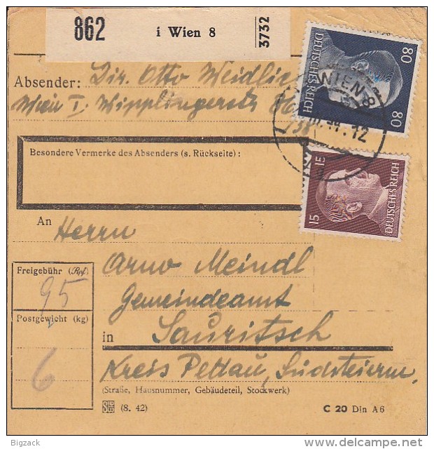 DR Paketkarte Mif Minr.789,798 Wien - Briefe U. Dokumente