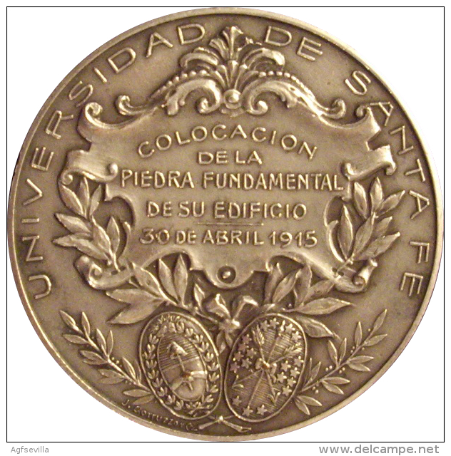 ARGENTINA. MEDALLA DE LA INAUGURACIÓN DE LA UNIVERSIDAD DE SANTA. FÉ. 1.915 - Gewerbliche