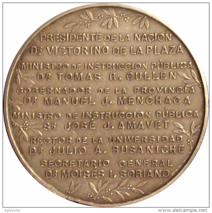 ARGENTINA. MEDALLA DE LA INAUGURACIÓN DE LA UNIVERSIDAD DE SANTA. FÉ. 1.915 - Firma's