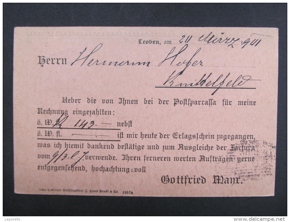 POSTKARTE Leoben Fa.Gottfried Mayr 1901 /// D*18037 - Briefe U. Dokumente