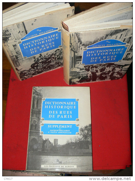 DICTIONNAIRE HISTORIQUE DES RUES DE PARIS /1600 PAGES/ 5334 RUES /EN 3 TOMES AK/LZ +SUPL/2343 ILLUST EDIT DE MINUIT 1976 - Paris