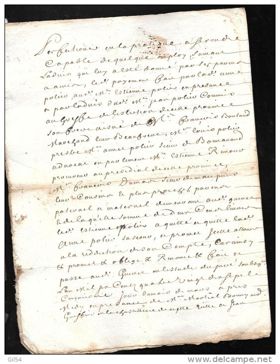 Cachet Generalite De Moulin , ANNEE 1697 , ACTE Concerne La Commune De GUERET Creuse   - AM106 - Cachets Généralité