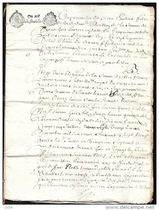Cachet Généralité De MOULIN Année 1687 , Concerne Commune De Gueret Creuse - Am107 - Cachets Généralité