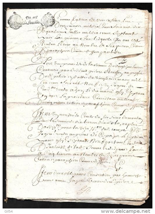 Cachet Généralité De MOULIN Année 1687 , Concerne Commune De Gueret Creuse - Am107 - Cachets Généralité