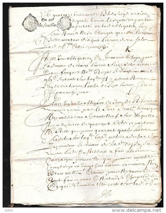 Cachet Généralité De MOULIN Année 1687 , Concerne Commune De Gueret Creuse - Am107 - Cachets Généralité