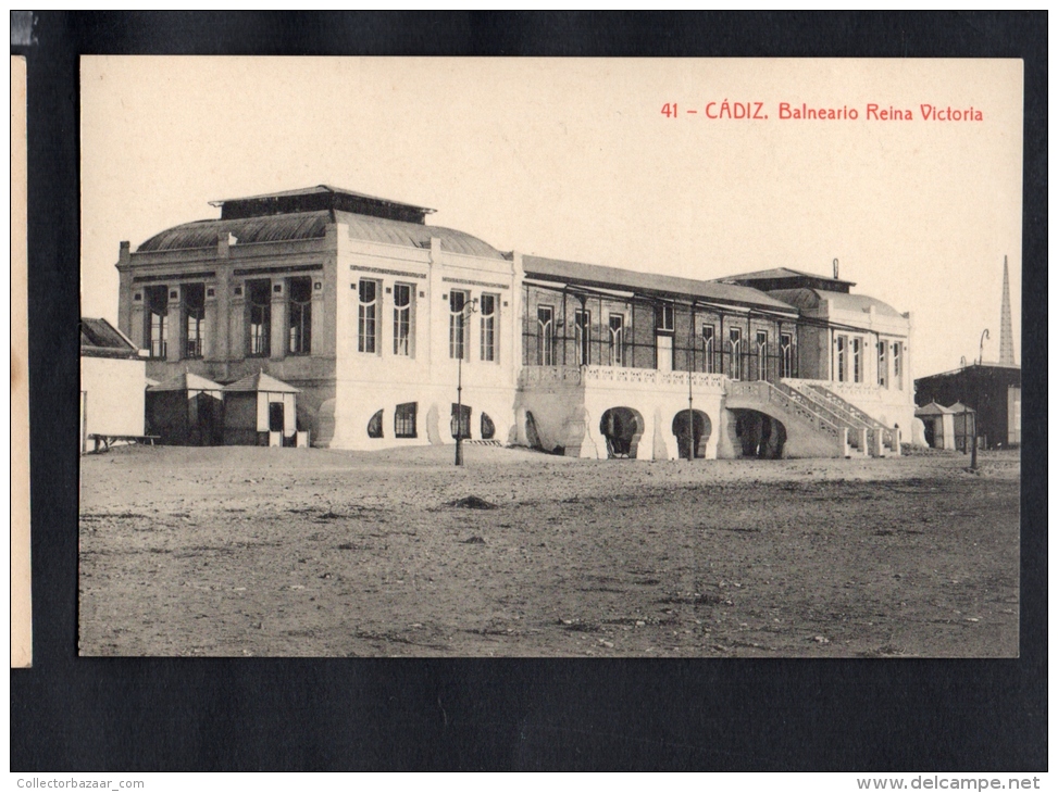 TARJETA POSTAL Espa&ntilde;a CADIZ BALNEARIO REINA VICTORIA Original Ca1900 Postcard Cpa Ak (W4_1605) - Cádiz