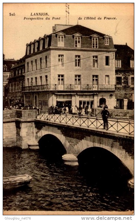 22-LANNION..PERSPECTIVE DU PONT DE L'HOTEL DE FRANCE..CPA ANIMEE - Lannion