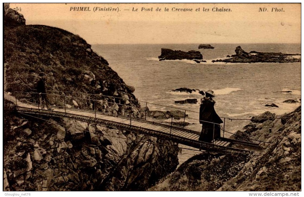 29-PRIMEL..LE PONT DE LA CREVASSE ET LES CHAISES...CPA ANIMEE - Primel