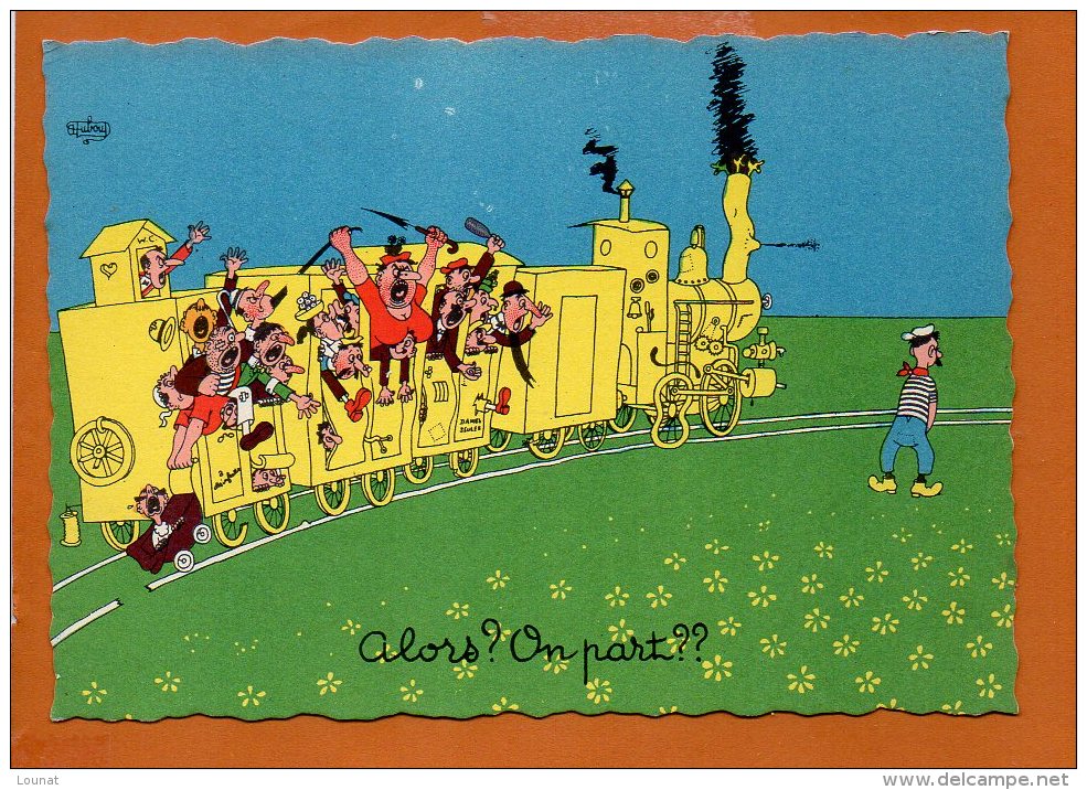 Illustrateur A. Dubout - Les éditions Du Moulin - Alors?On Part? (train)(non écrite) - Dubout