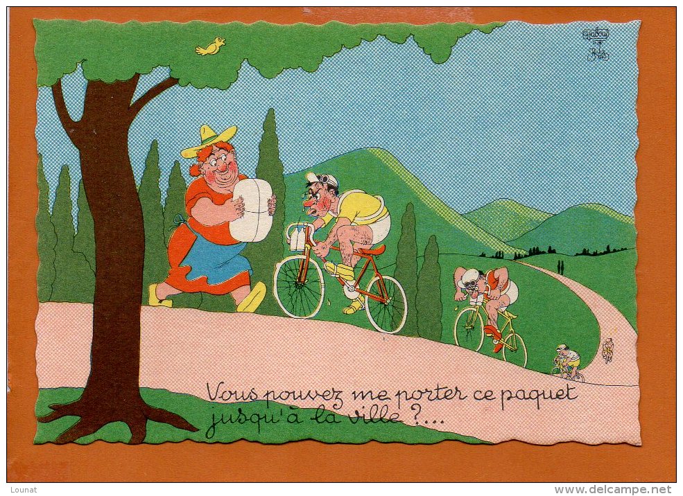 Illustrateur A. Dubout - Les éditions Du Moulin - Vous Pouvez Me Porter Ce Paquet Jusqu´à La Ville?...(cyclisme) - Dubout