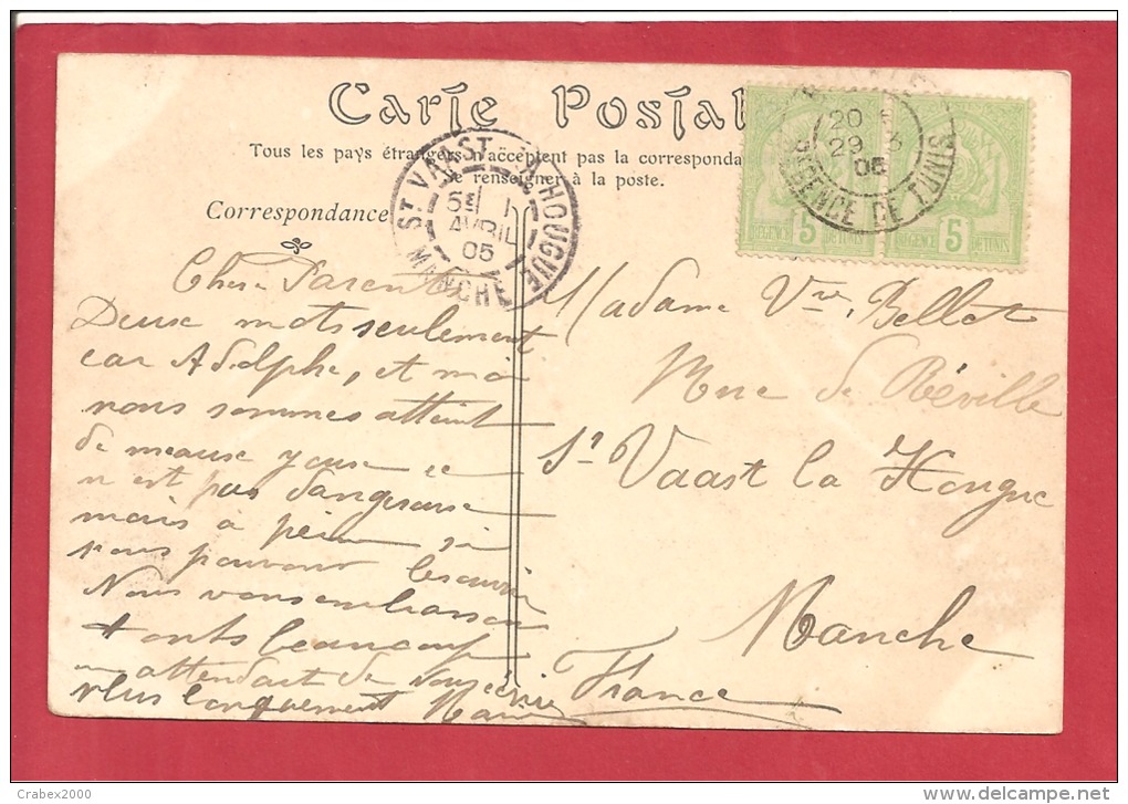 Y &T N° 22X2  BIZERTE      Vers  FRANCE    1905 2 SCANS - Lettres & Documents