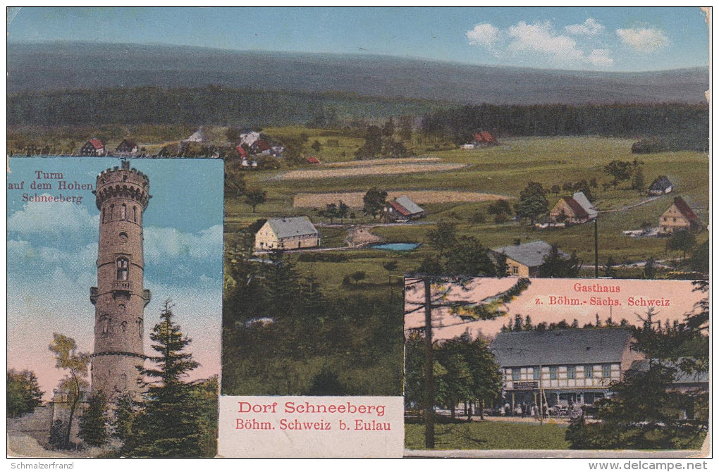 AK Schneeberg Sneznik Turm Gasthaus Böhmisch Sächsische Schweiz Bei Tetschen Decin Maxdorf Eulau Eiland Tissa Rosenthal - Sudeten