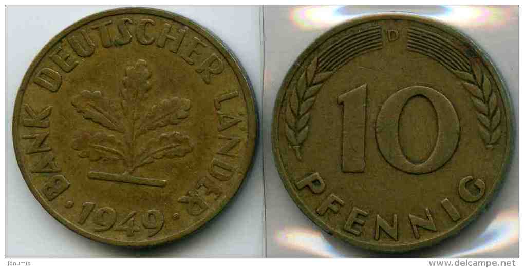 Allemagne Germany 10 Pfennig 1949 D J 378 KM 103 - 10 Pfennig