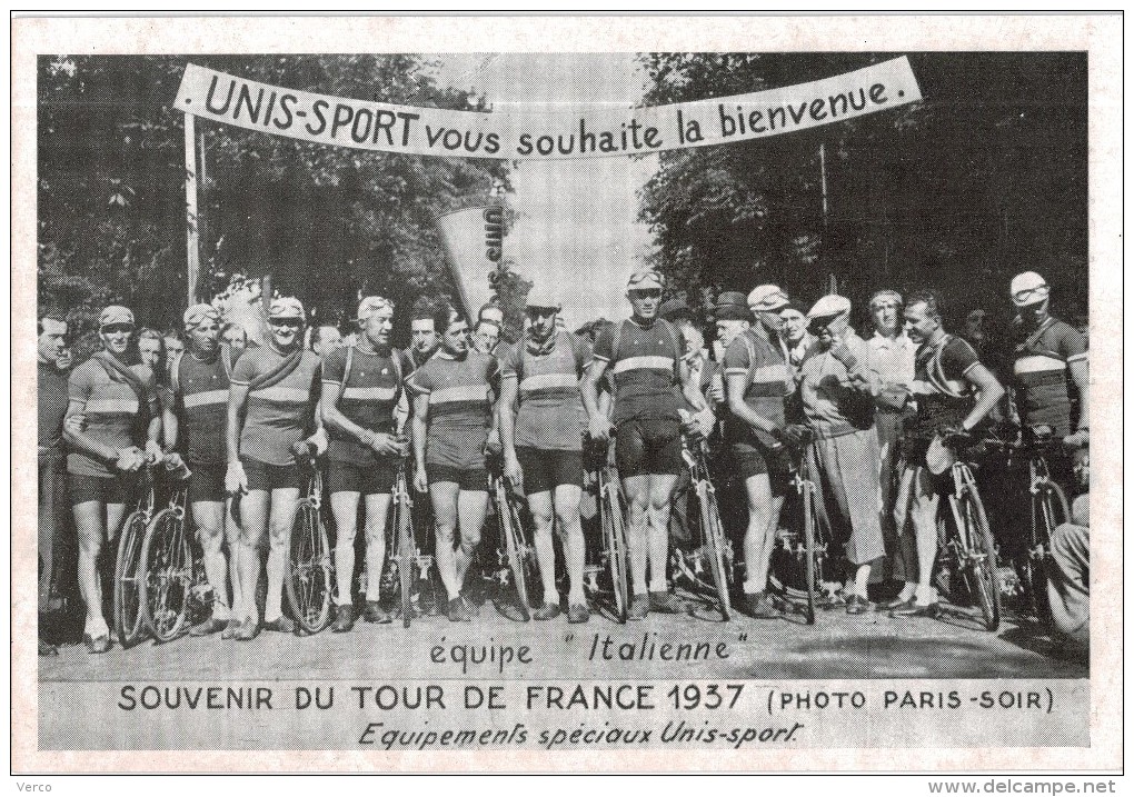 Carte Postale Ancienne  De CYCLISME : Souvenir Du Tour De France 1937-Equipe Italienne - Cyclisme