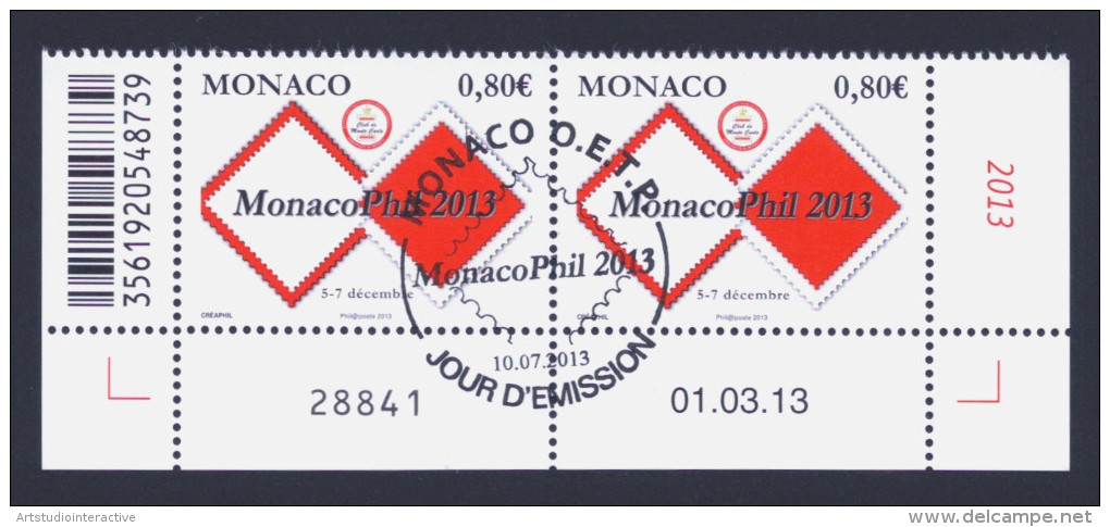 2013 MONACO "MONACOPHIL 2013" COPPIA SINGOLI ANNULLO PRIMO GIORNO - Used Stamps