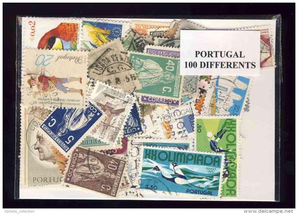 PORTUGAL 100 TIMBRES DIFFERENTS OBLITERES - Collections