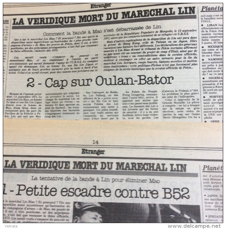 La Véridique Mort Du Maréchal Lin, 2 Articles De P. Sabatier & Zaffanolli  Parus Dans Libération, 1980 (Jauni) - Zeitungen - Vor 1800