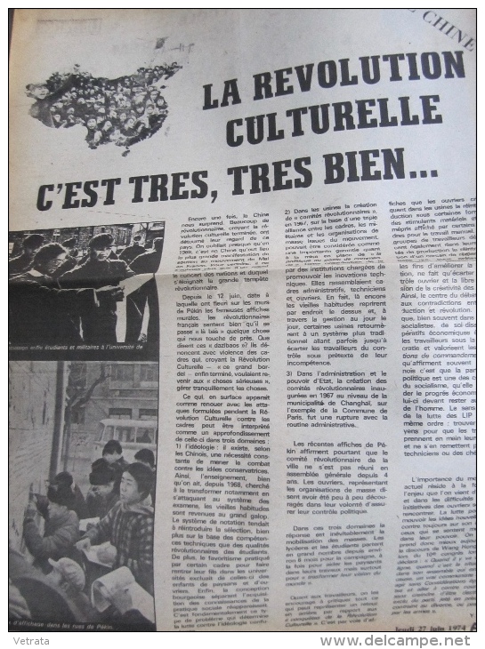 La Révolution Culturelle C'est Tés, Très Bien 4 Pages Spécial Chine Parus Dans Libération Juin 1974 - Zeitungen - Vor 1800