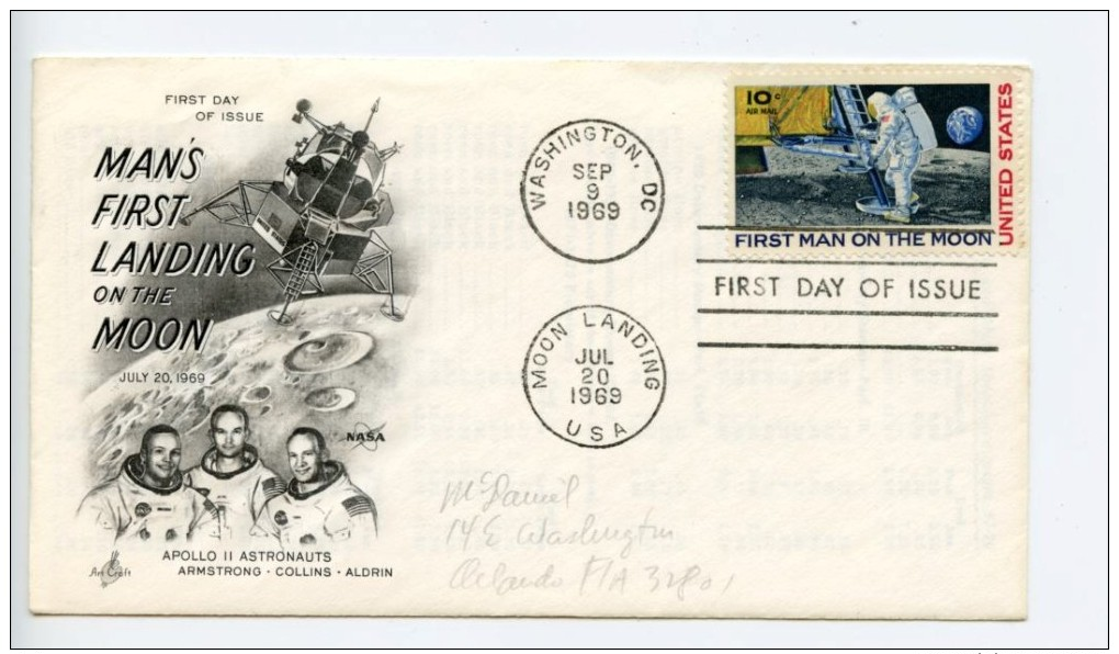 USA 1969 FDC First Day Cover Moon Landing (E800) - 1961-1970