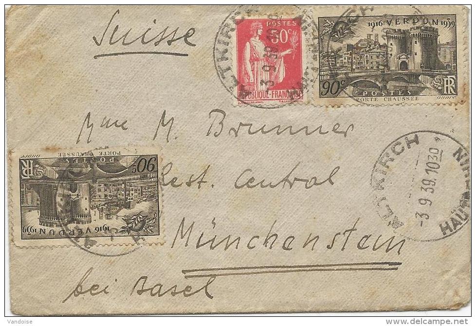 LETTRE DE 1939 AVEC CACHET HOROPLAN D'ALTKIRCH - Storia Postale