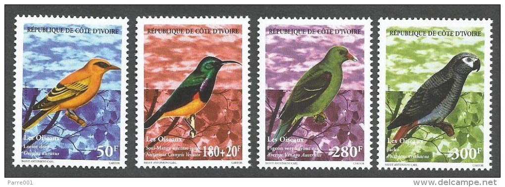 Cote D´Ivoire Ivory Coast 1999 Oiseaux Birds Parrot Pigeon Michel 1219-22 MNH Mint Set - Ivoorkust (1960-...)