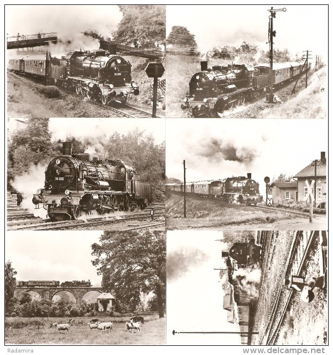 6 Postcard - Dampflokomotiven LOCOMOTIVE Steam Engine - Deutschland 1970  - CPA AK Postcard - Trains