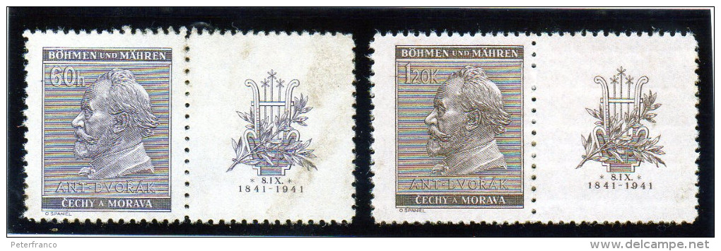 B - 1941 Boemia E Moravia - Cent. Nasita Compositore Dvorak - Unused Stamps