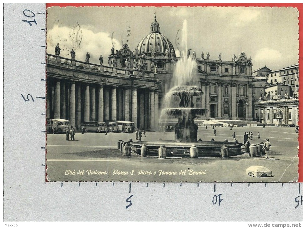 CARTOLINA VG VATICANO - Piazza San Pietro E Fontana Del Bernini - 10 X 15 - ANNULLO 1954 - Vaticano