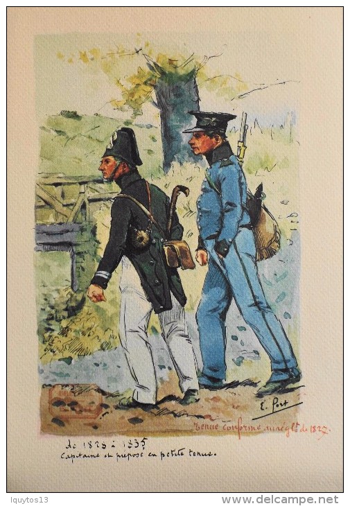 ILLUSTRATEUR Ernest FORT - Gravure, Litho - Tenue De Douanier - Capitaine Et Préposé En Petite Tenue De 1828 à 1835 - - Autres & Non Classés