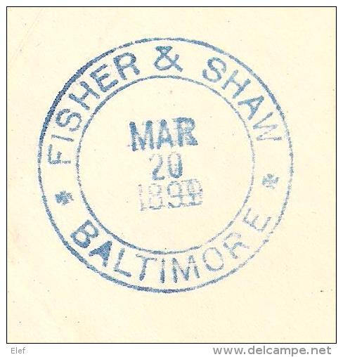 Cover Stationnery / Entier Washington 2 C, BALTIMORE M D , USA Obl US FLAG From Fisher & Shaw, 1899 - ...-1900