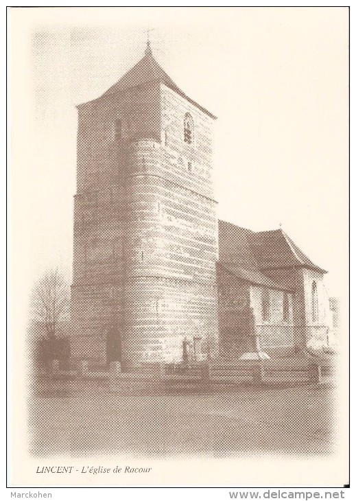 LINCENT (4287) : L´Eglise De Racour. CPSM. - Lincent