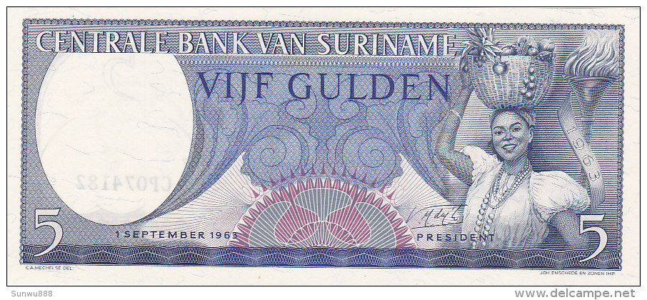 Suriname - Vijf Gulden 1963 (FDC) - Surinam