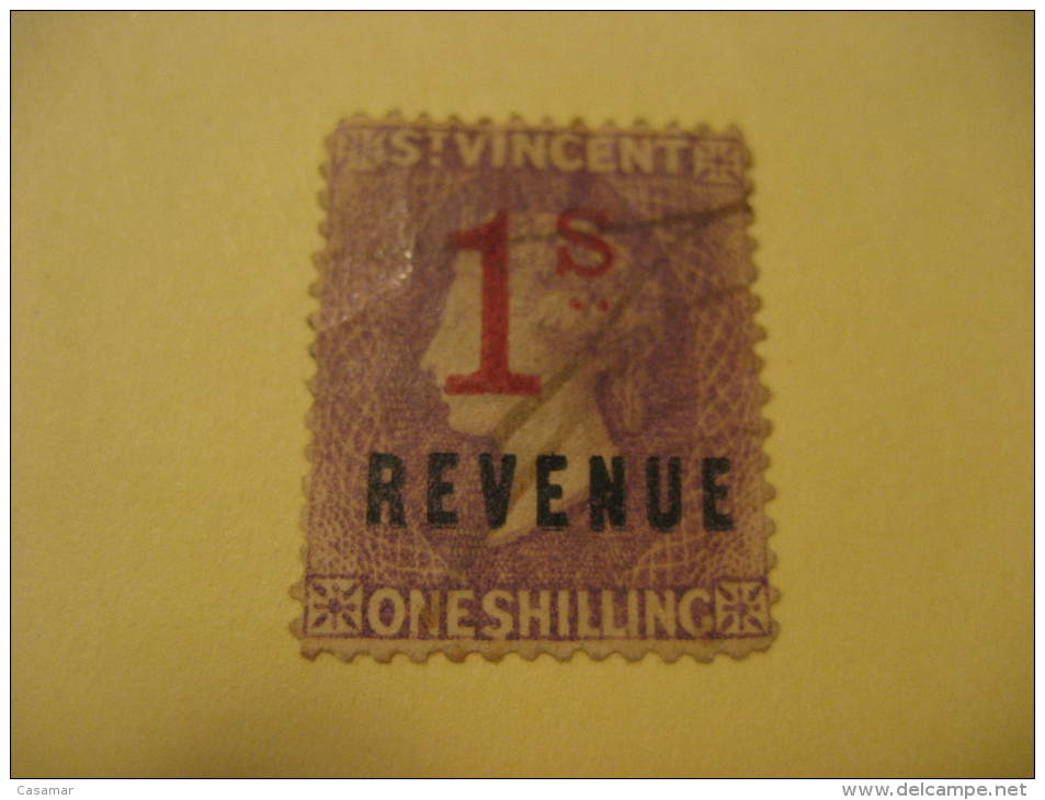 ST VINCENT 1s Shilling Revenue Overprinted GB UK British Colonies Area Fiscal Tax - St.Vincent (...-1979)