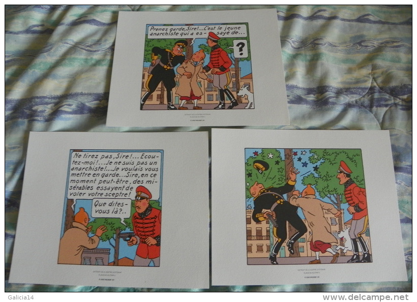 LOT DE 3 EX-LIBRIS TINTIN ~ HERGE MOULINSART 2011 / LE SCEPTRE D´ OTTOKAR - Illustrateurs G - I